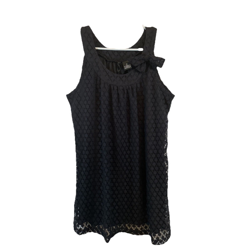 New Directions Women's Stretch Black Crochet Lined Tank Top Classy Fun Size M